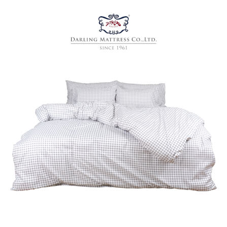 ชุดผ้าปูผ้านวม 6 ฟุต DARLING MATTRESS รุ่นมินิมอล ลายสก๊อตเทา_0