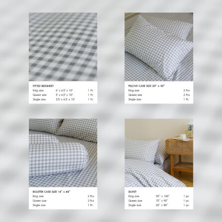 ชุดผ้าปูผ้านวม 5 ฟุต DARLING MATTRESS รุ่นมินิมอล ลายสก๊อตเทา_1