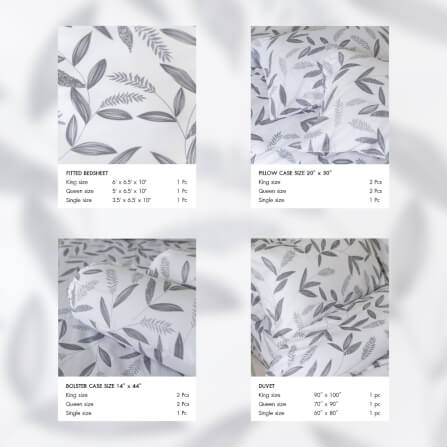 ชุดผ้าปูผ้านวม 6 ฟุต DARLING MATTRESS รุ่นลายดอกไม้ ลายลีฟ_3