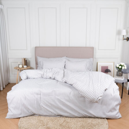 ชุดผ้าปูผ้านวม 6 ฟุต DARLING MATTRESS รุ่นมินิมอล ลายสก๊อตเทา_4