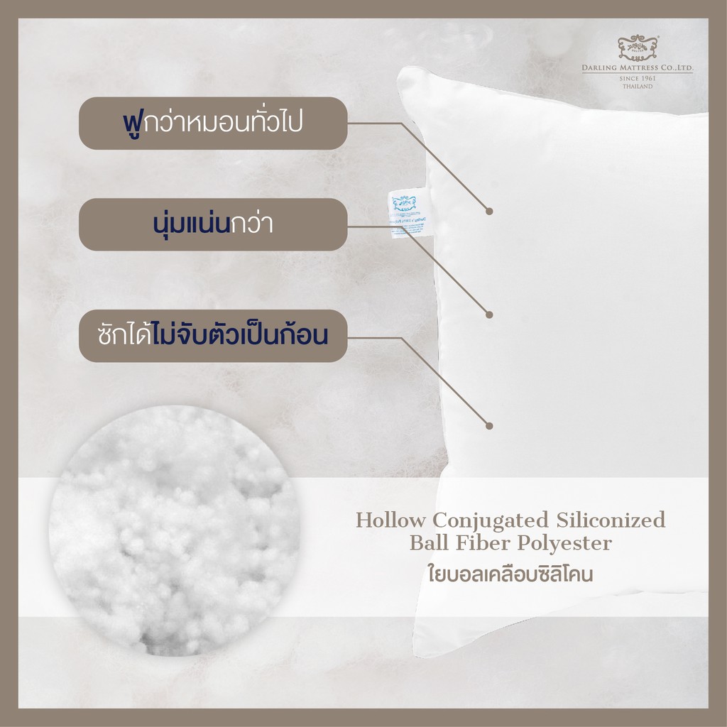 หมอนหนุน DARLING MATTRESS รุ่นใยบอลเคลือบซิลิโคนดรีมไทม์ รุ่นนุ่มแน่น_5