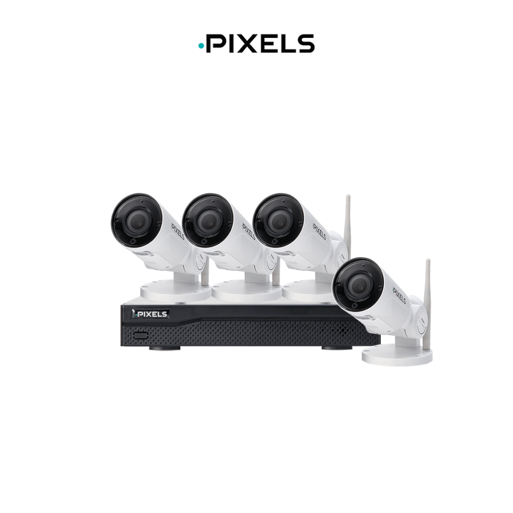 กล้องวงจรปิดไร้สาย PIXELS CCTV ชุดพรีเมียมหมุนได้ 4 CH ความคมชัด 3MP