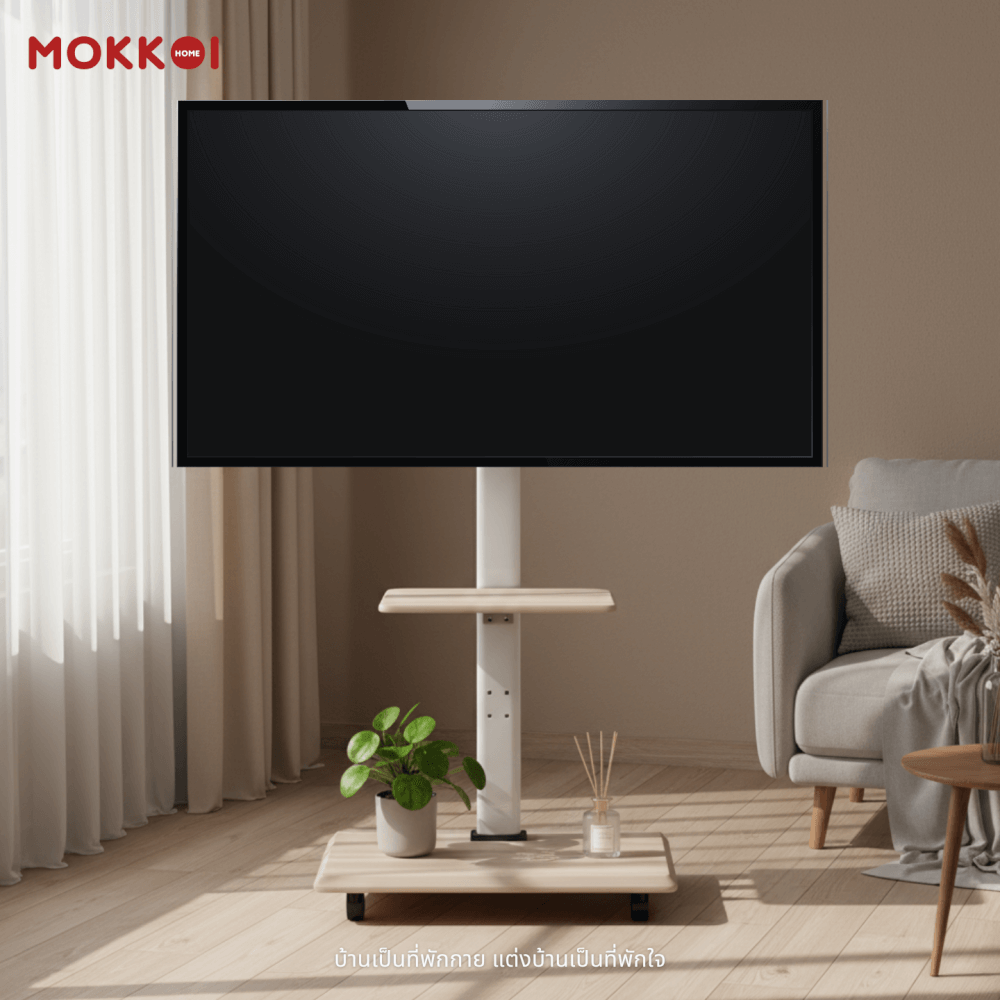 ขาตั้งทีวี MOKKOI HOME รุ่น KM-ZX1600B-WHITE สำหรับทีวีขนาด 32-65 นิ้ว ปรับหมุนจอได้ ดีไซน์มินิมอล