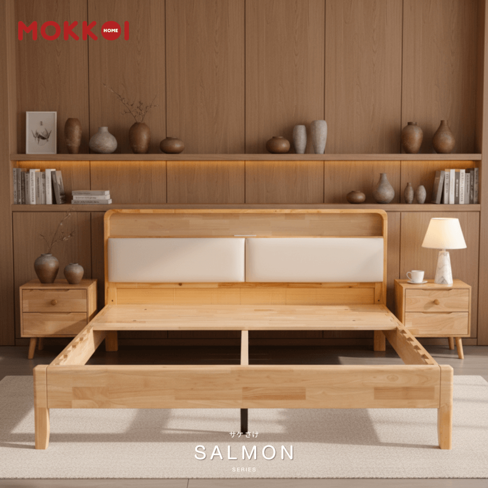 เตียงไม้ยางพารา 6 ฟุต MOKKOI HOME รุ่น SALMON-01 สีไม้ธรรมชาติ_4