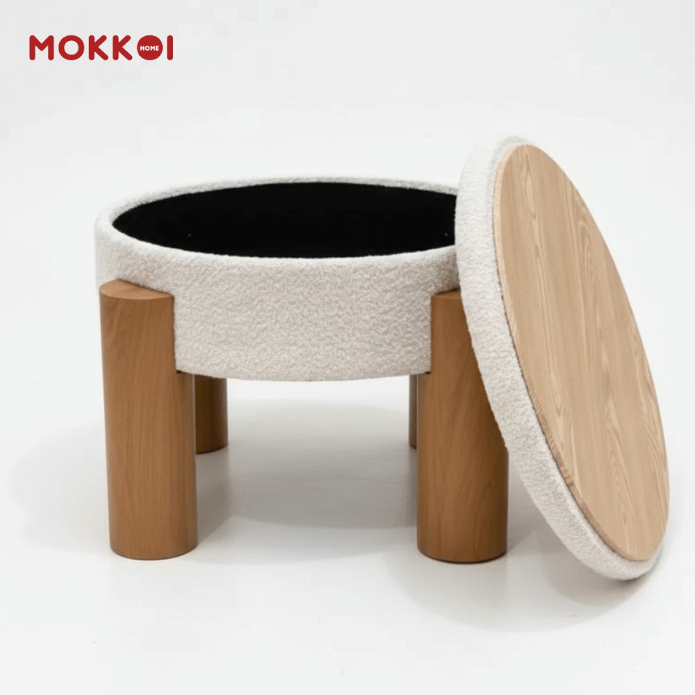 โต๊ะกลางโซฟา เก้าอี้สตูล MOKKOI HOME รุ่น MORI มีที่เก็บของ สไตล์มินิมอล