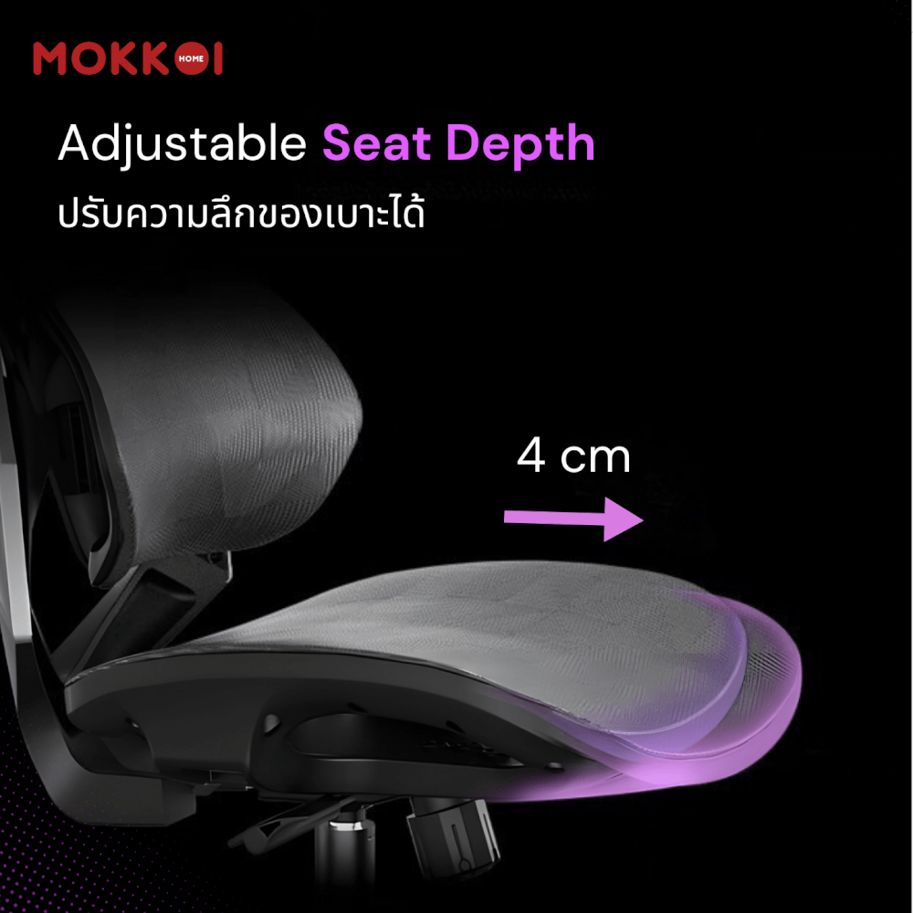 เก้าอี้เกมมิ่งเพื่อสุขภาพ MOKKOI HOME รุ่น X-5 PRO สีดำ ปรับความลึกเบาะได้