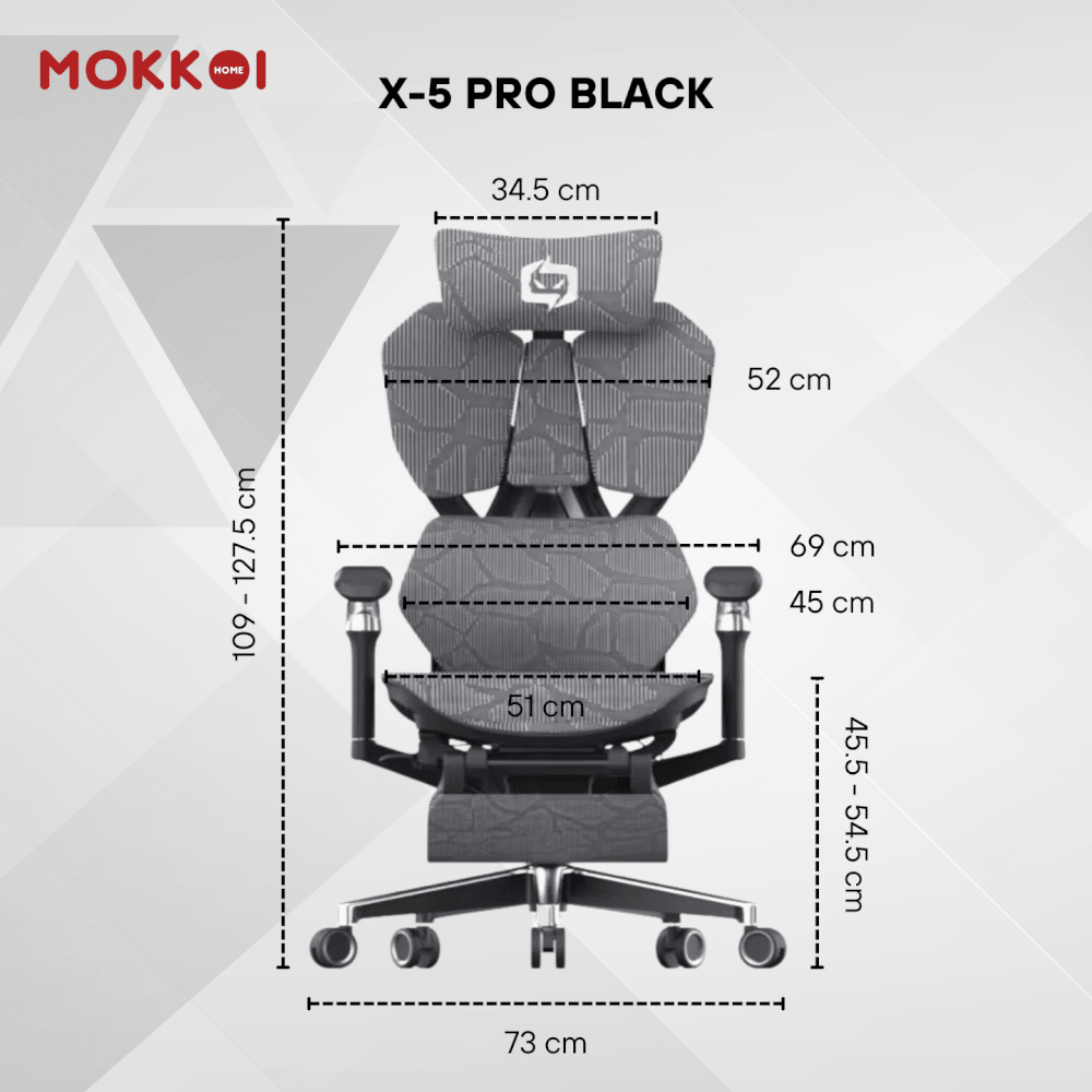 เก้าอี้เกมมิ่งเพื่อสุขภาพ MOKKOI HOME รุ่น X-5 PRO สีดำ ปรับความลึกเบาะได้