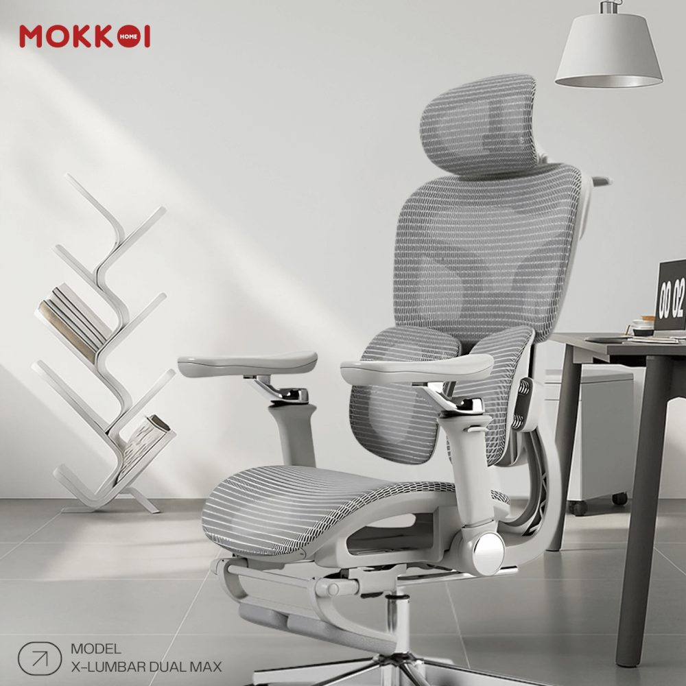 เก้าอี้ทำงานเพื่อสุขภาพ MOKKOI HOME รุ่น X-V2 DUAL สีเทา ปรับที่วางแขนได้