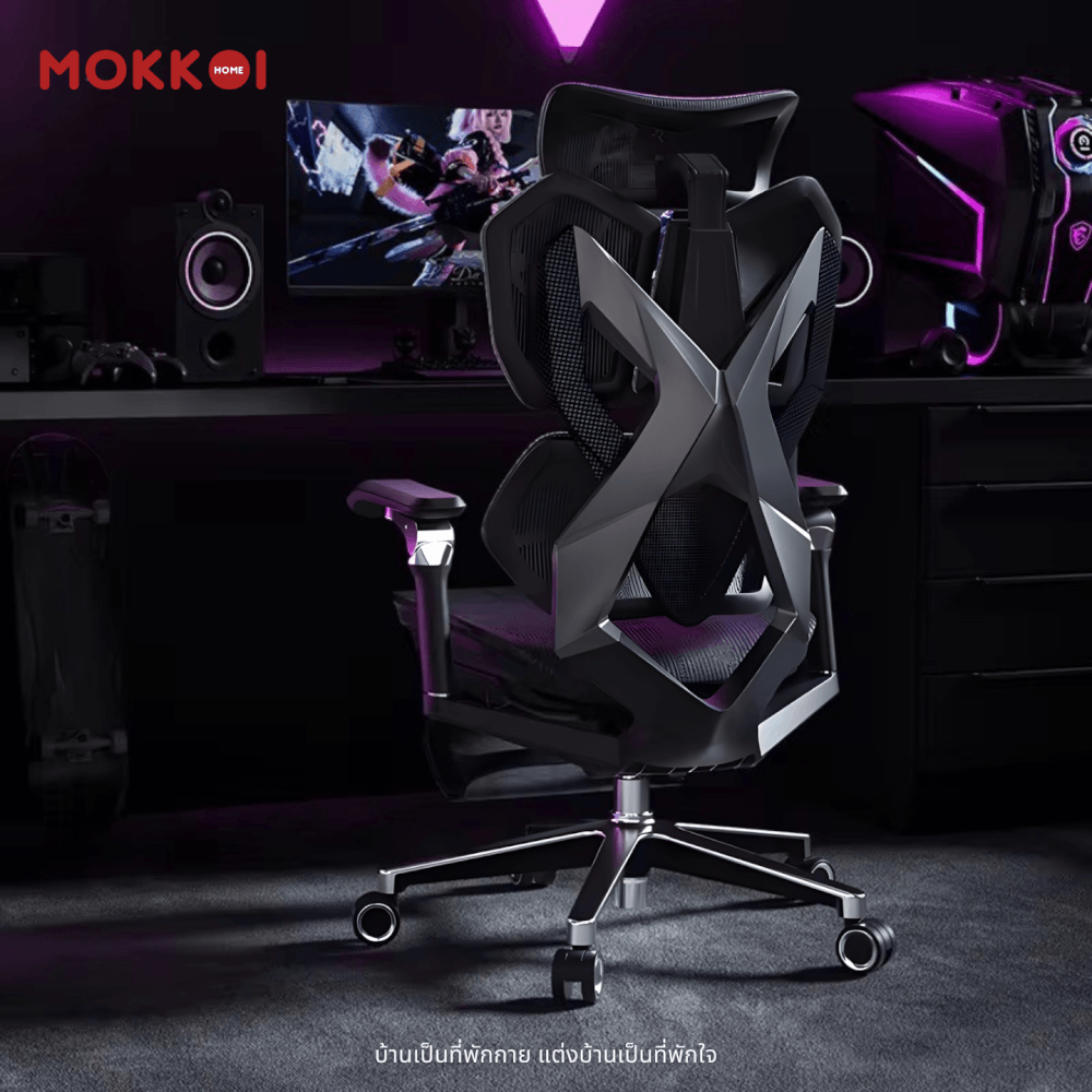 เก้าอี้เกมมิ่งเพื่อสุขภาพ MOKKOI HOME รุ่น X-5 PRO สีดำ ปรับความลึกเบาะได้