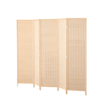 ฉากกั้นห้อง 4 บานพับ MOKKOI HOME รุ่น PT1520 ขนาด 150X200 ซม. สีไม้ธรรมชาติ_0