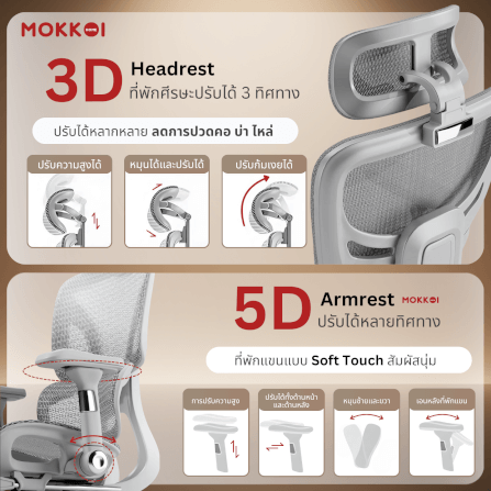 เก้าอี้ทำงานเพื่อสุขภาพ MOKKOI HOME รุ่น X - 300 FLOW PRO สีดำ ปรับที่วางแขนได้_3