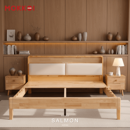เตียงไม้ยางพารา 5 ฟุต MOKKOI HOME รุ่น SALMON-01 สีไม้ธรรมชาติ_4