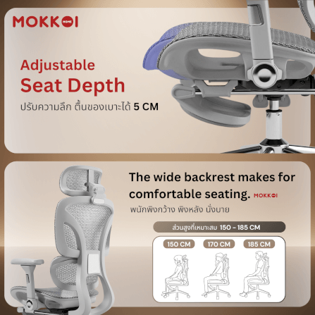 เก้าอี้ทำงานเพื่อสุขภาพ MOKKOI HOME รุ่น X - 300 FLOW PRO สีดำ ปรับที่วางแขนได้_4