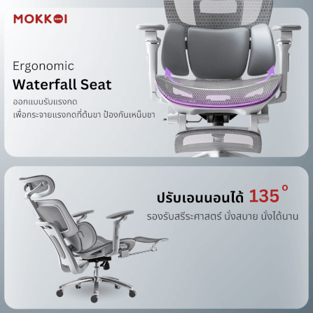 เก้าอี้ทำงานเพื่อสุขภาพ MOKKOI HOME รุ่น X-360 MAX สีเทา ปรับที่วางแขนได้_5