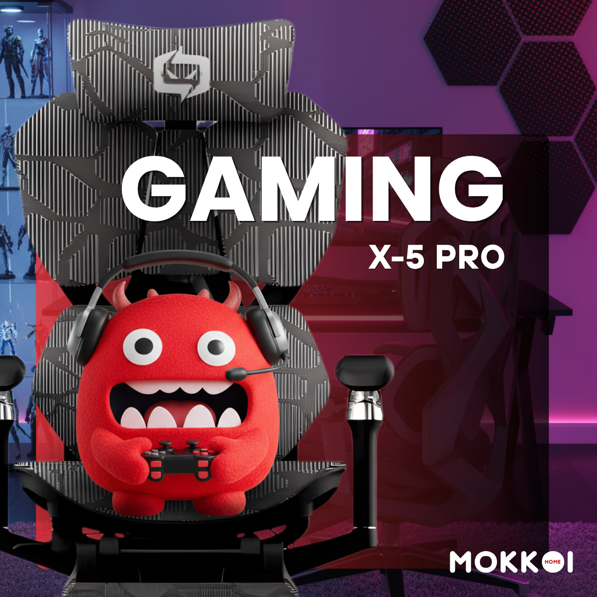 เก้าอี้เกมมิ่งเพื่อสุขภาพ MOKKOI HOME รุ่น X-5 PRO สีเทา ปรับความลึกเบาะได้_5