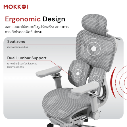 เก้าอี้ทำงานเพื่อสุขภาพ MOKKOI HOME รุ่น X-V2 DUAL สีดำ ปรับที่วางแขนได้_7