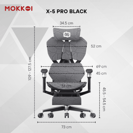 เก้าอี้เกมมิ่งเพื่อสุขภาพ MOKKOI HOME รุ่น X-5 PRO สีดำ ปรับความลึกเบาะได้_9