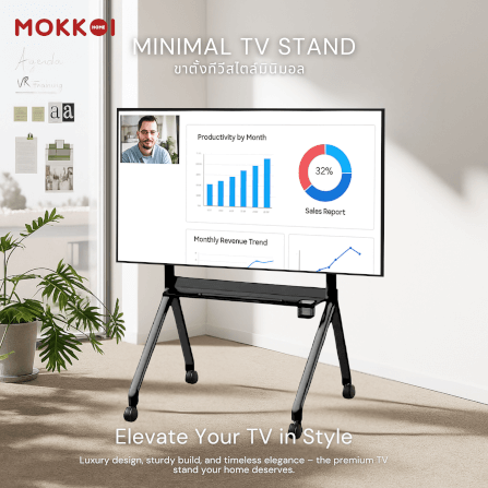 ขาตั้งทีวี มีล้อเลื่อน MOKKOI HOME รุ่น KM-TR43 BLACK สำหรับทีวีขนาด 55-120 นิ้ว สีดำ_8