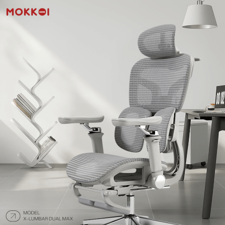 เก้าอี้ทำงานเพื่อสุขภาพ MOKKOI HOME รุ่น X-V2 DUAL สีเทา ปรับที่วางแขนได้_8