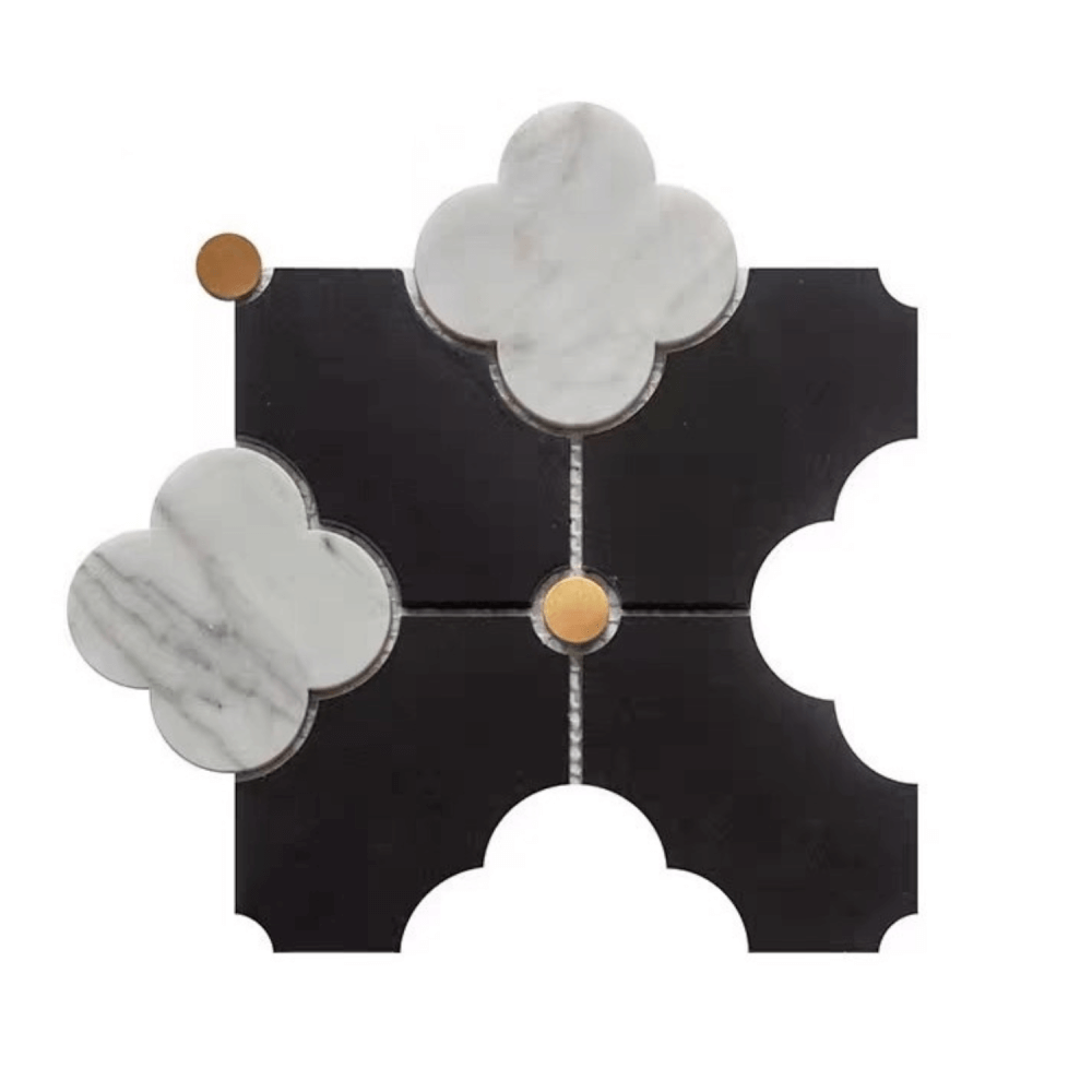 โมเสคหินอ่อน TIMELESS TILES รุ่น MAJESTIC FLORAL 20X20 ซม. สีดำ