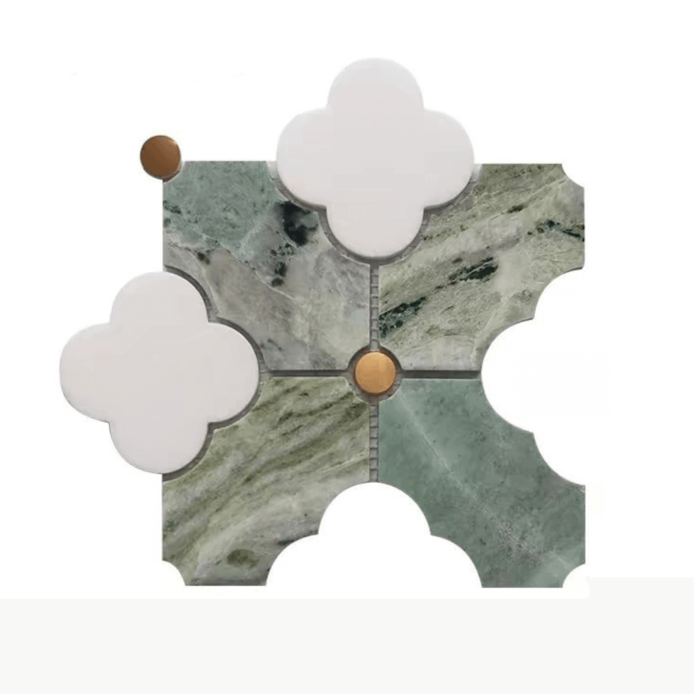 โมเสคหินอ่อน TIMELESS TILES รุ่น MAJESTIC FLORAL 20X20 ซม. สีเขียวอ่อน JADE GREEN