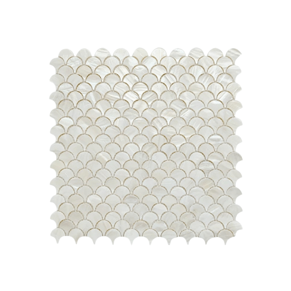 โมเสคเปลือกหอย TIMELESS TILES รุ่น PEARL SEASHELL MOSAIC 30 X 30 ซม. สีขาว IVORY WHITE ทรงพัด ผิวเงา_0
