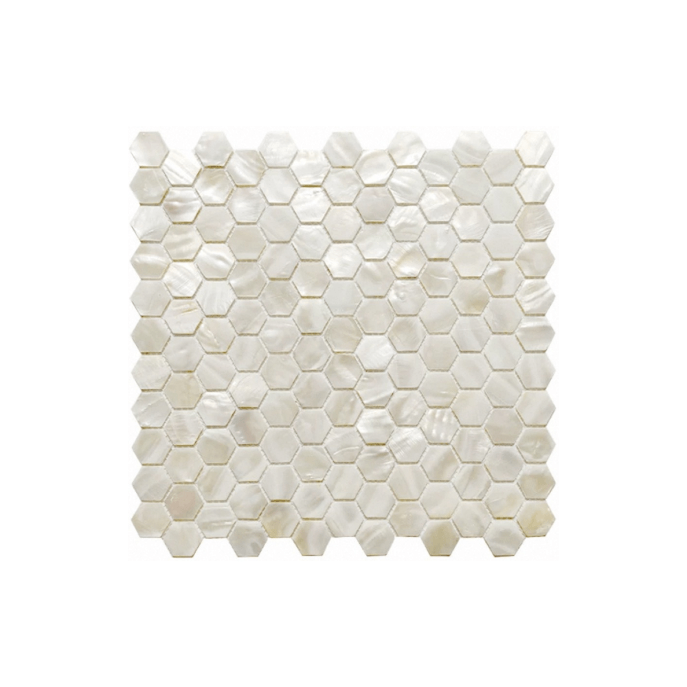 โมเสคเปลือกหอย TIMELESS TILES รุ่น PEARL SEASHELL MOSAIC 30 X 30 ซม. สีขาว IVORY WHITE ทรงหกเหลี่ยม ผิวเงา_0