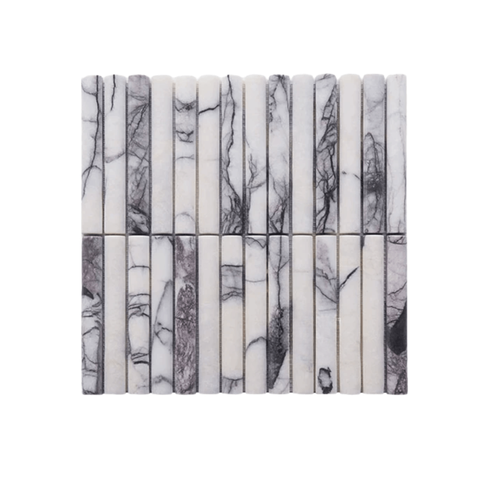โมเสคหินอ่อน TIMELESS TILES รุ่น LUNE 30.5X30 ซม. สีขาว CARARA WHITE โมเสกแท่งทรงโค้งครึ่งวงกลม