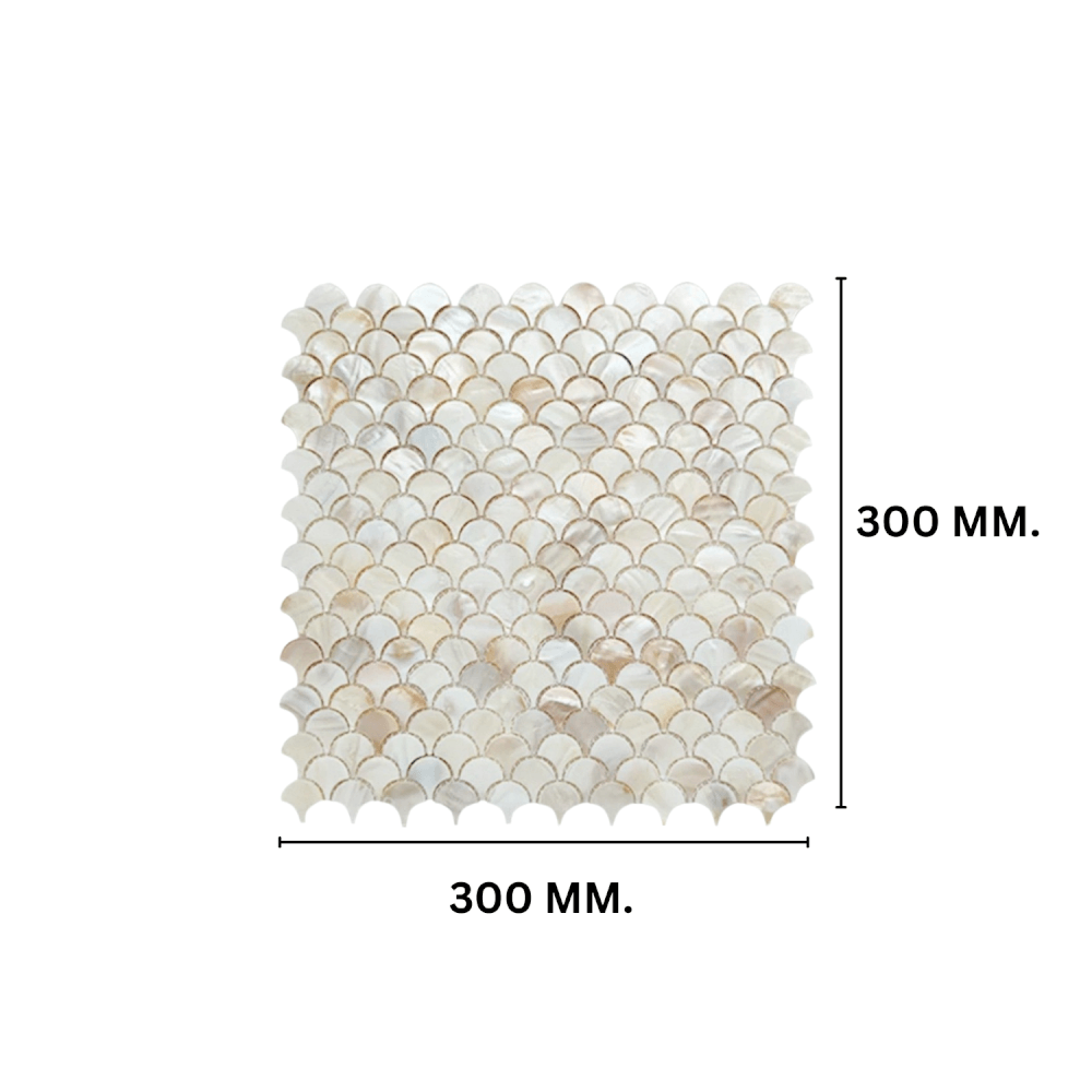 โมเสคเปลือกหอย TIMELESS TILES รุ่น PEARL SEASHELL MOSAIC 30 X 30 ซม. สีขาว CHAMPAGNE WHITE ทรงพัด ผิวเงา_1