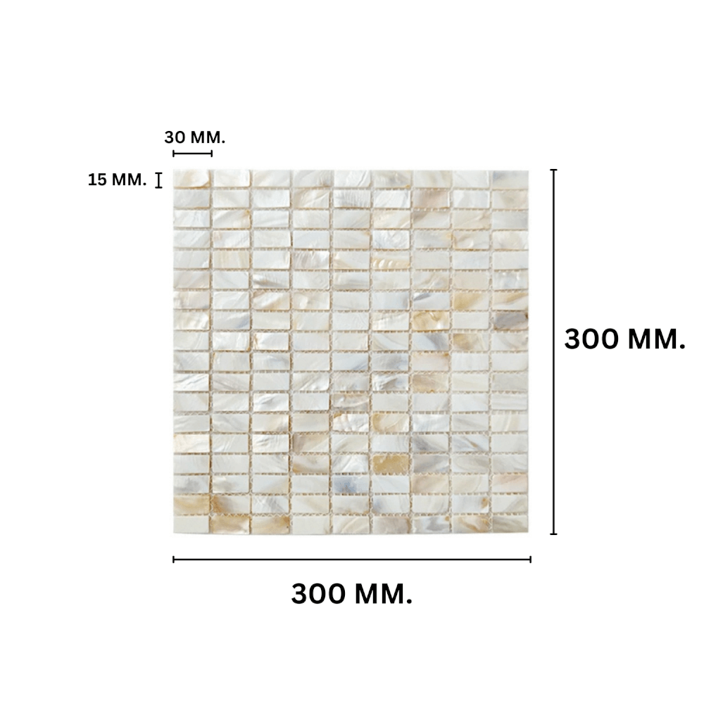 โมเสคเปลือกหอย TIMELESS TILES รุ่น PEARL SEASHELL MOSAIC 30 X 30 ซม. สีขาว CHAMPAGNE WHITE ทรงสี่เหลี่ยมพื้นผ้า ผิวเงา_1