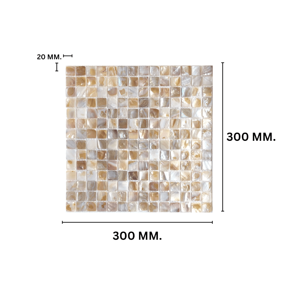 โมเสคเปลือกหอย TIMELESS TILES รุ่น PEARL SEASHELL MOSAIC 30 X 30 ซม. สีขาวน้ำตาล AMBER BROWN ทรงสี่เหลี่ยมจัตุรัส ผิวเงา_1