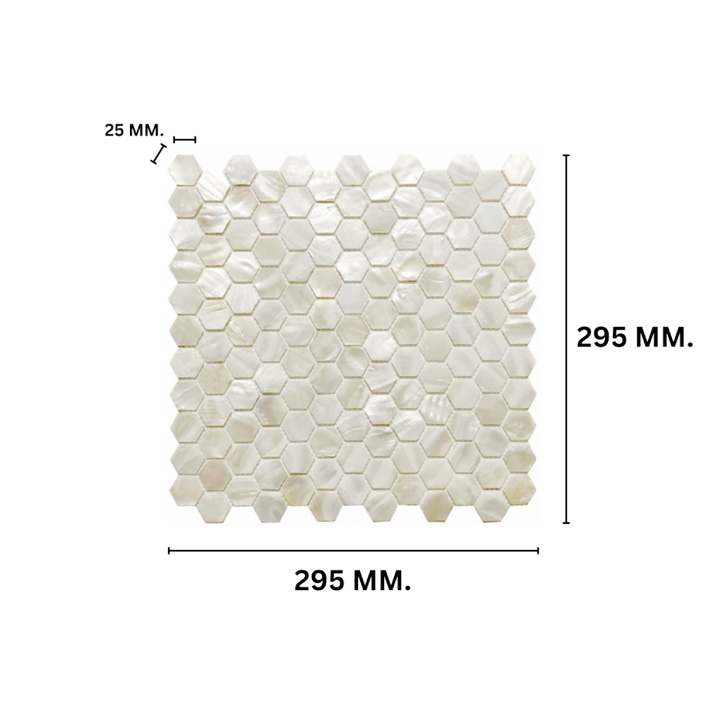 โมเสคเปลือกหอย TIMELESS TILES รุ่น PEARL SEASHELL MOSAIC 30 X 30 ซม. สีขาว IVORY WHITE ทรงหกเหลี่ยม ผิวเงา_1