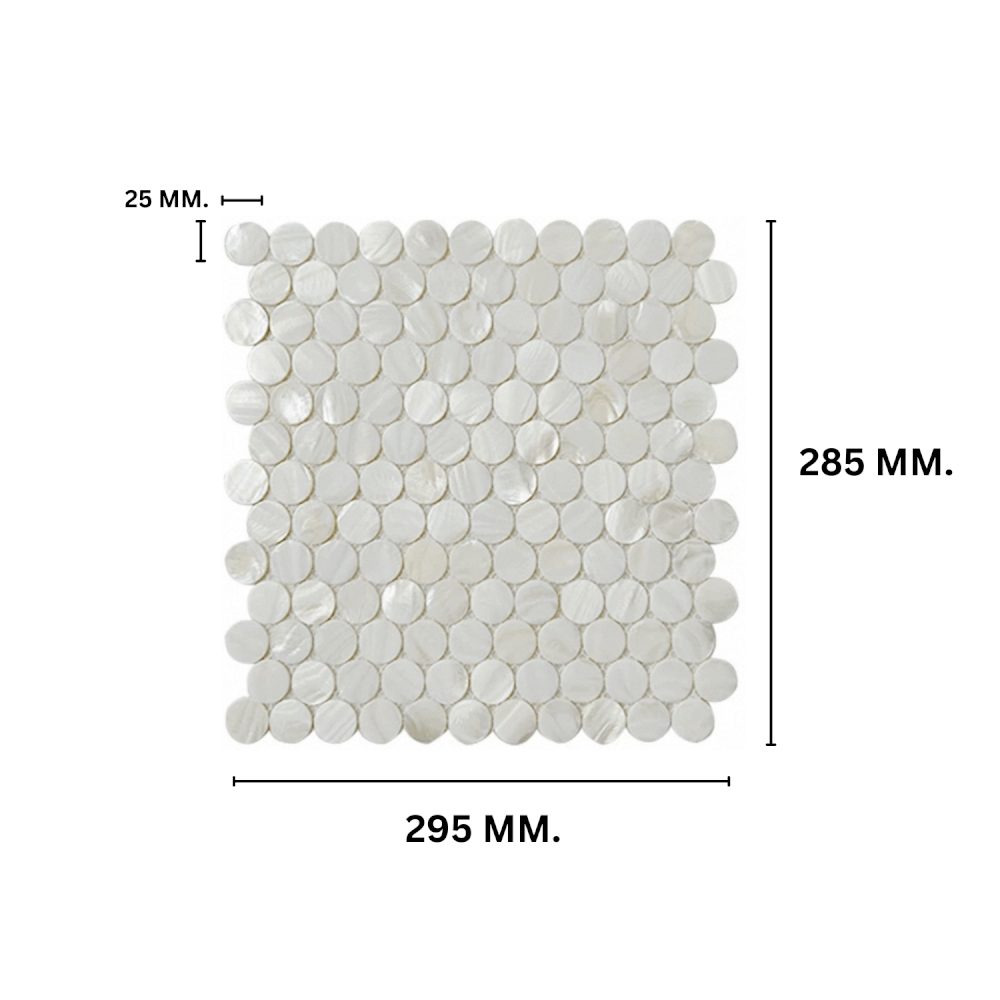 โมเสคเปลือกหอย TIMELESS TILES รุ่น PEARL SEASHELL MOSAIC 28.5 X 29.5 ซม. สีขาว IVORY WHITE ทรงกลม ผิวเงา_1