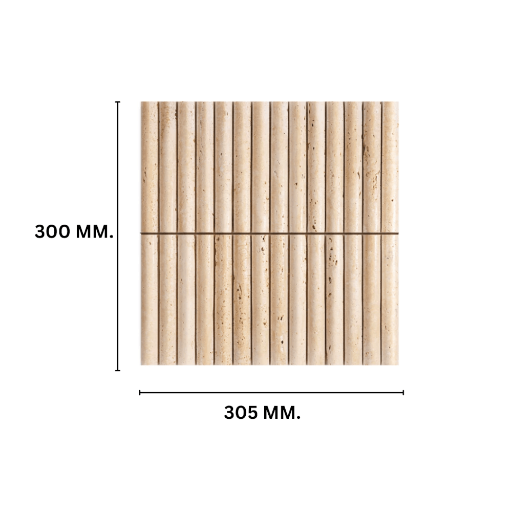 โมเสคหินธรรมชาติ TIMELESS TILES รุ่น LUNE 30.5X30 ซม. หินทราเวอร์ทีน สีเบจ โมเสกแท่งทรงโค้งครึ่งวงกลม