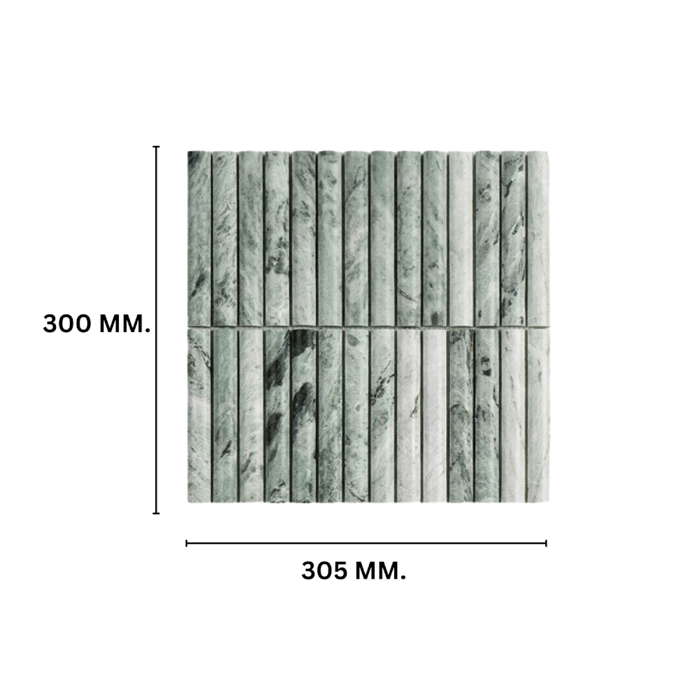 โมเสคหินธรรมชาติ TIMELESS TILES รุ่น LUNE 30.5X30 ซม. สีเขียว EMERALD GREEN โมเสกแท่งทรงโค้งครึ่งวงกลม