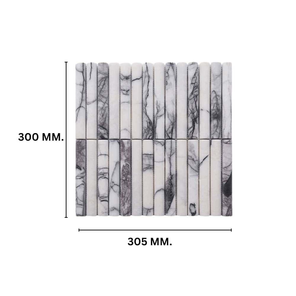 โมเสคหินอ่อน TIMELESS TILES รุ่น LUNE 30.5X30 ซม. สีขาว CARARA WHITE โมเสกแท่งทรงโค้งครึ่งวงกลม
