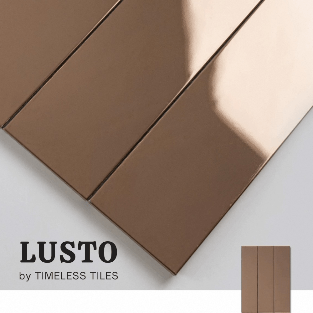 โมเสค TIMELESS TILES รุ่น LUSTO 39.6X14.5 ซม. สีทอง ROSE GOLD ผิวเงามิลเลอร์
