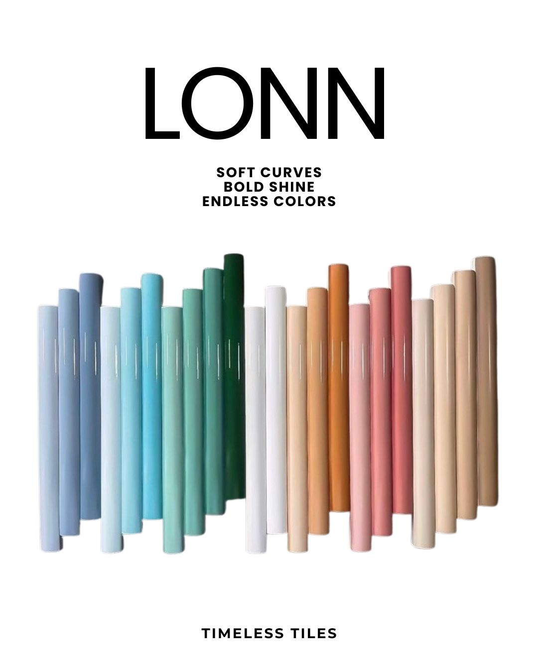 โมเสค TIMELESS TILES รุ่น LONN 29X30 ซม. สีเบจอ่อน SOFT BEIGE โมเสกแท่งทรงโค้งครึ่งวงกลม
