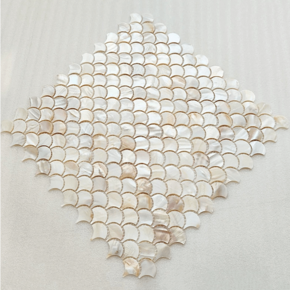 โมเสคเปลือกหอย TIMELESS TILES รุ่น PEARL SEASHELL MOSAIC 30 X 30 ซม. สีขาว CHAMPAGNE WHITE ทรงพัด ผิวเงา_3