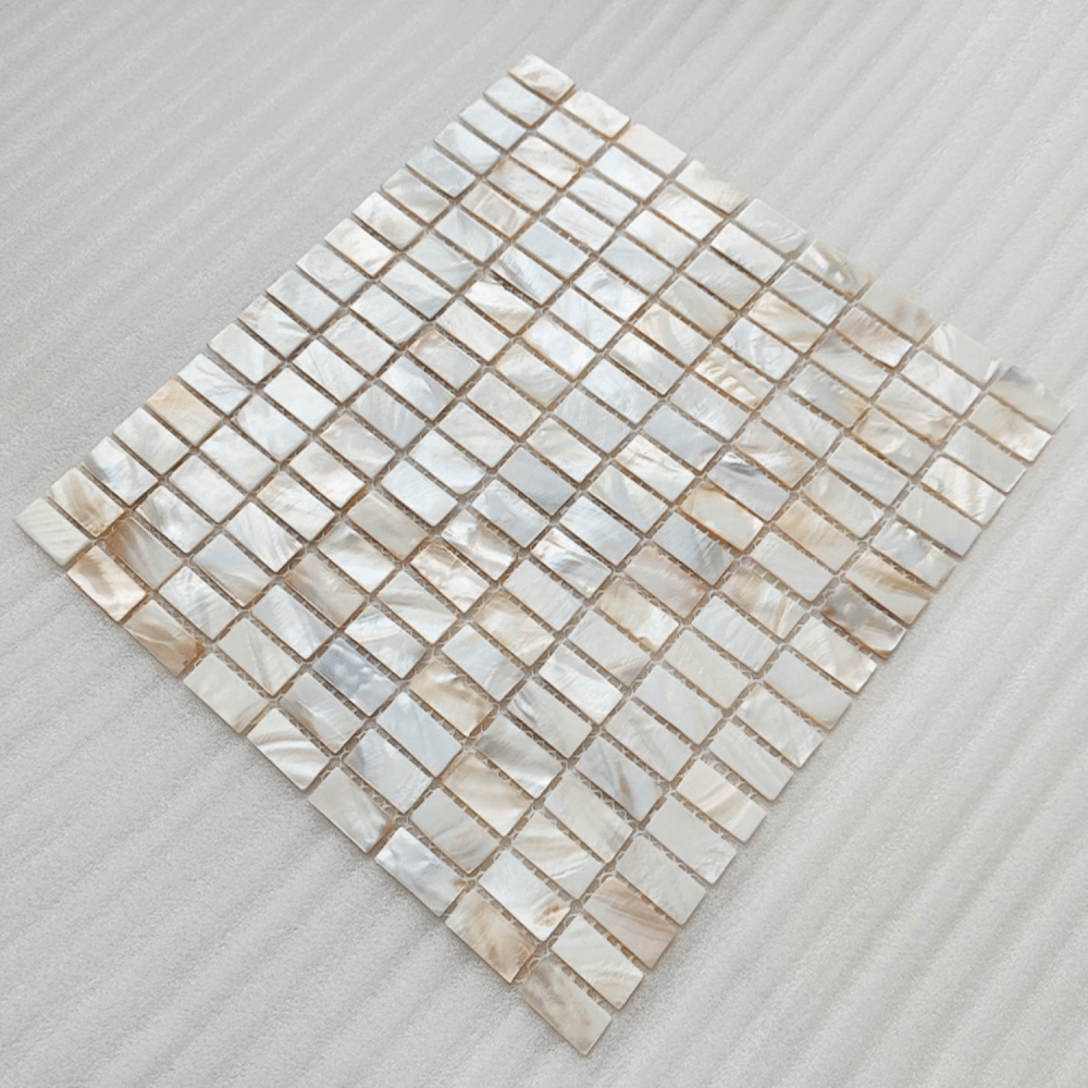 โมเสคเปลือกหอย TIMELESS TILES รุ่น PEARL SEASHELL MOSAIC 30 X 30 ซม. สีขาว CHAMPAGNE WHITE ทรงสี่เหลี่ยมพื้นผ้า ผิวเงา_3