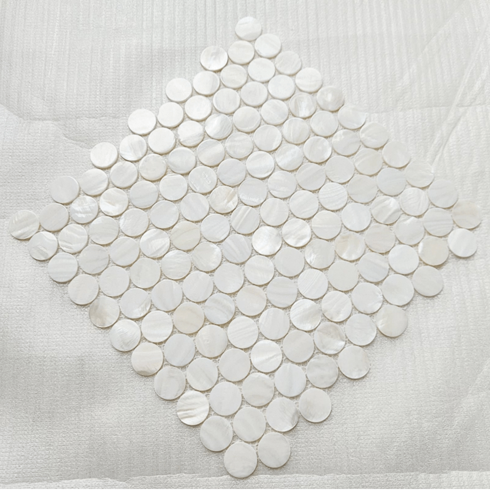 โมเสคเปลือกหอย TIMELESS TILES รุ่น PEARL SEASHELL MOSAIC 28.5 X 29.5 ซม. สีขาว IVORY WHITE ทรงกลม ผิวเงา_3