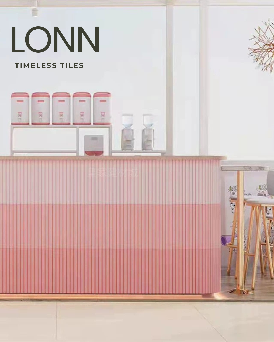 โมเสค TIMELESS TILES รุ่น LONN 29X30 ซม. สีชมพู BOLD PINK โมเสกแท่งทรงโค้งครึ่งวงกลม