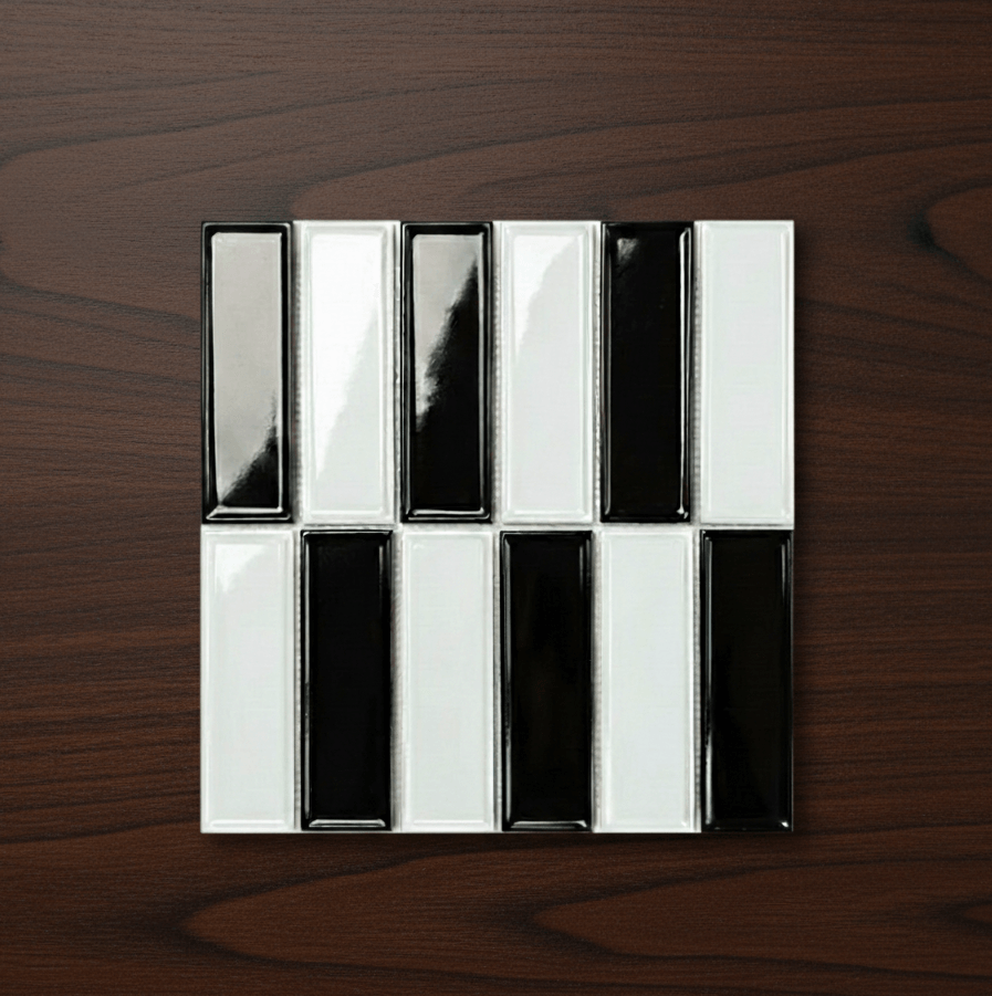 โมเสค TIMELESS TILES รุ่น BAR 29.3X28.5 ซม. สีขาวดำ ผิวเงา