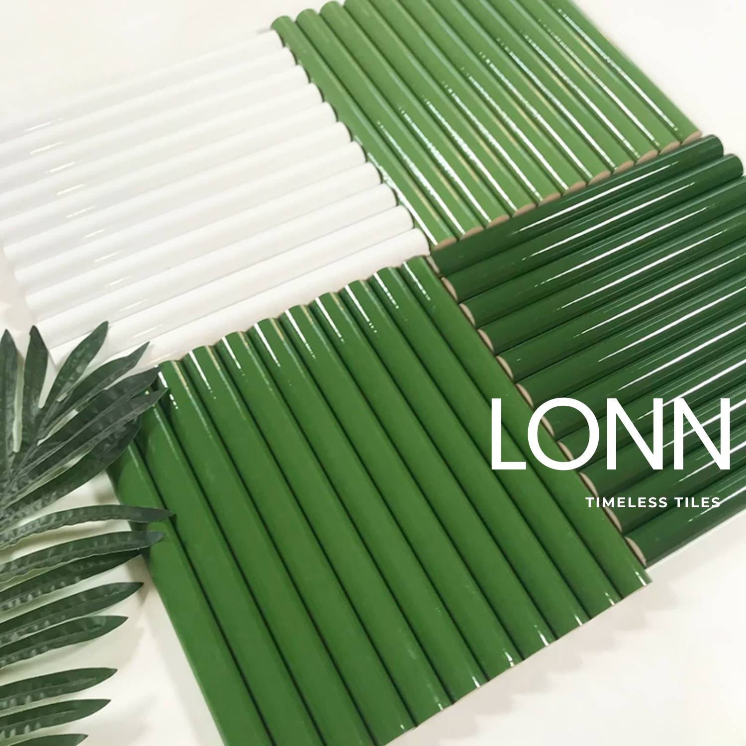 โมเสค TIMELESS TILES รุ่น LONN 29X30 ซม. สีเขียว MOSS GREEN โมเสคแท่งทรงโค้งครึ่งวงกลม