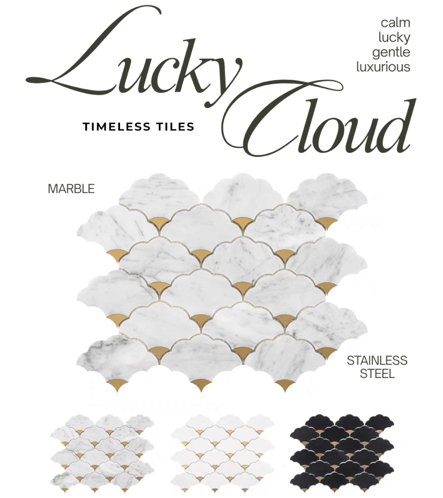 โมเสคหินอ่อน TIMELESS TILES รุ่น LUCKY CLOUD 23.7X29.8 ซม. สีขาว CRYSTAL WHITE