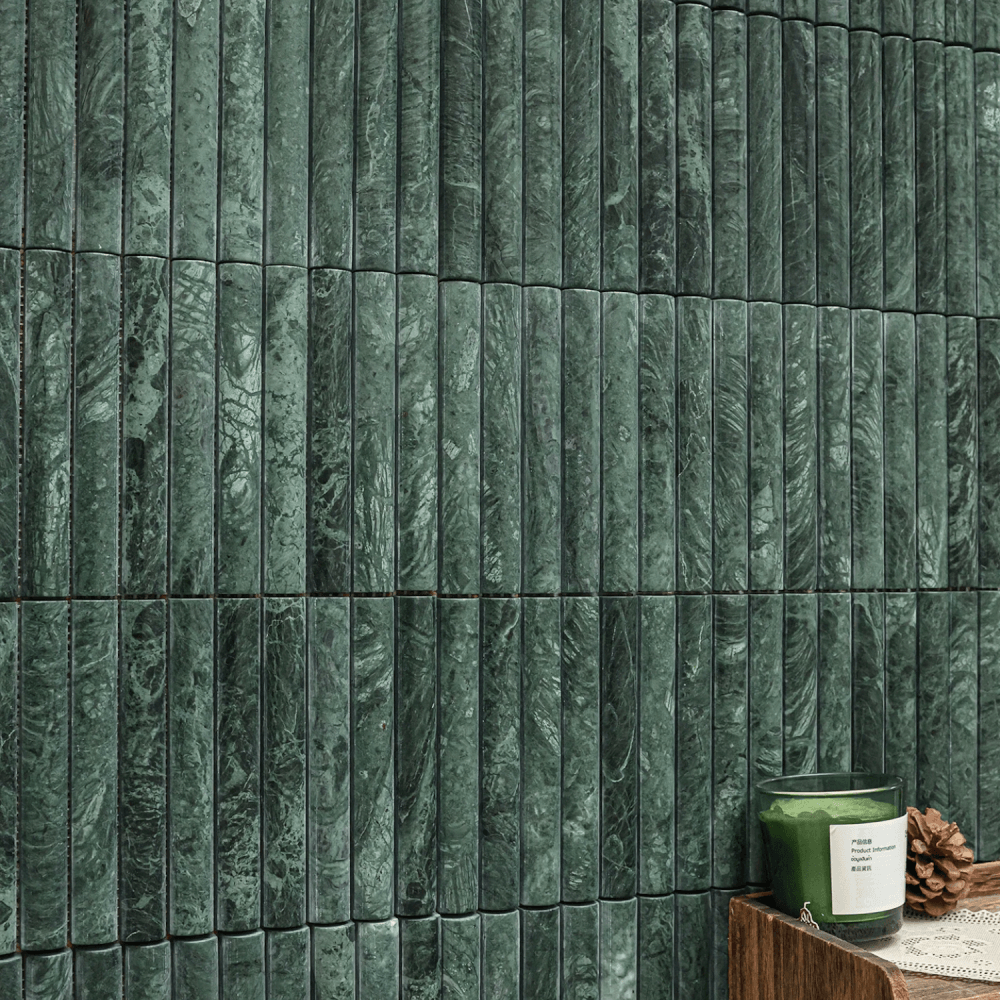 โมเสคหินธรรมชาติ TIMELESS TILES รุ่น LUNE 30.5X30 ซม. สีเขียว FLORAL GREEN โมเสกแท่งทรงโค้งครึ่งวงกลม