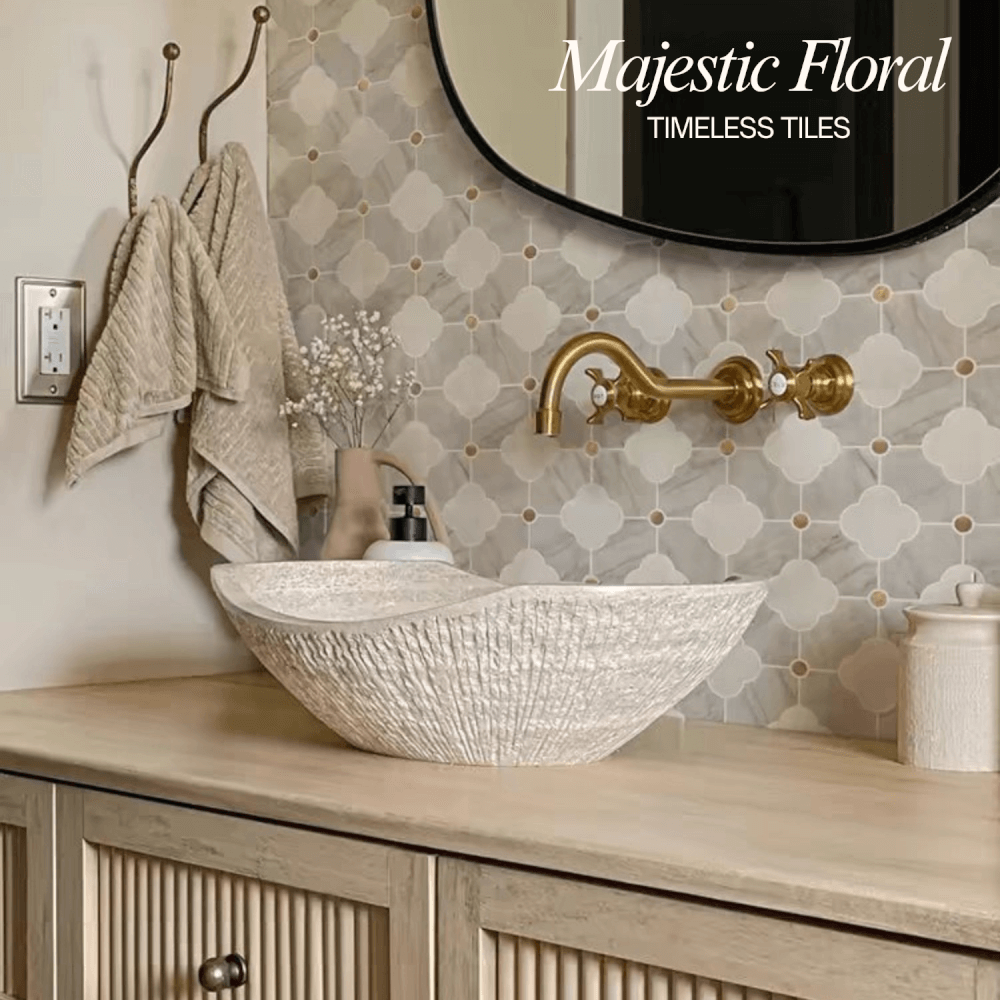 โมเสคหินอ่อน TIMELESS TILES รุ่น MAJESTIC FLORAL 20X20 ซม. สีเทา_4