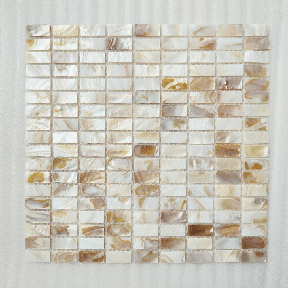 โมเสคเปลือกหอย TIMELESS TILES รุ่น PEARL SEASHELL MOSAIC 30 X 30 ซม. สีขาวน้ำตาล AMBER BROWN ทรงสี่เหลี่ยมพื้นผ้า ผิวเงา_4