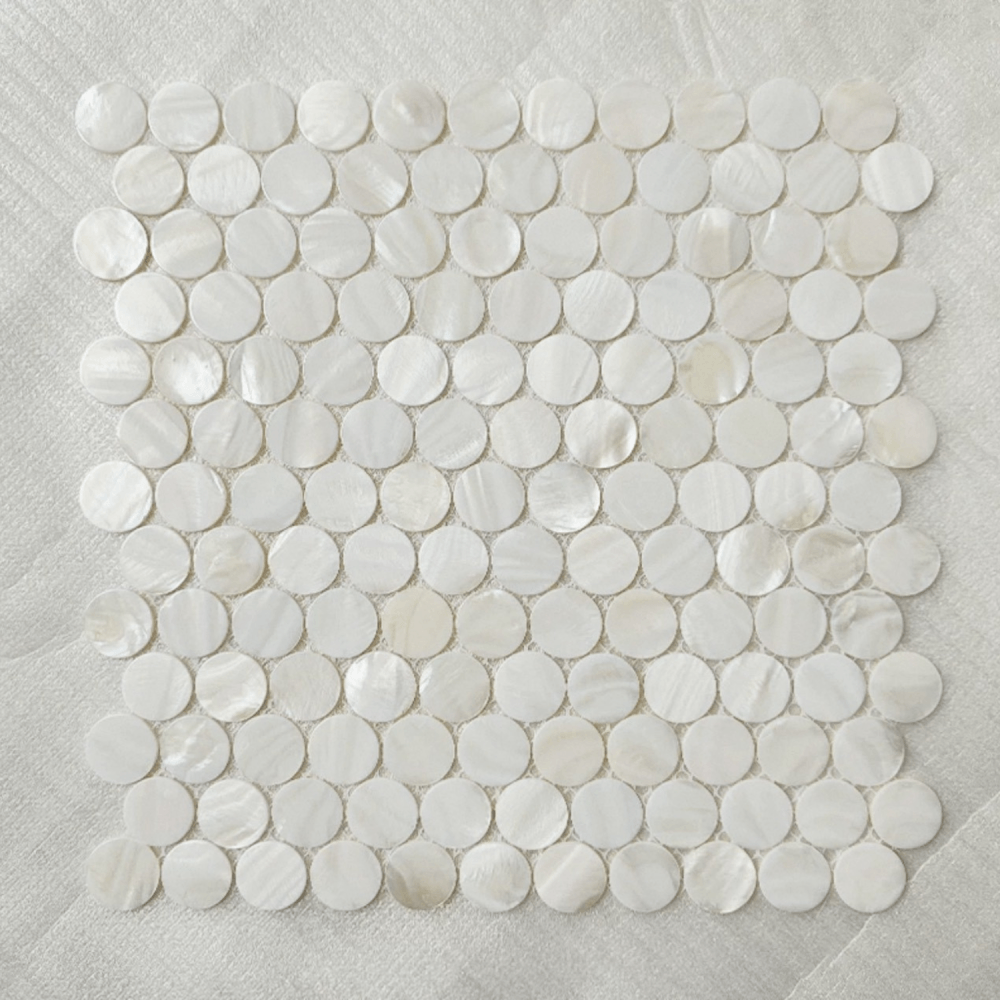 โมเสคเปลือกหอย TIMELESS TILES รุ่น PEARL SEASHELL MOSAIC 28.5 X 29.5 ซม. สีขาว IVORY WHITE ทรงกลม ผิวเงา_4