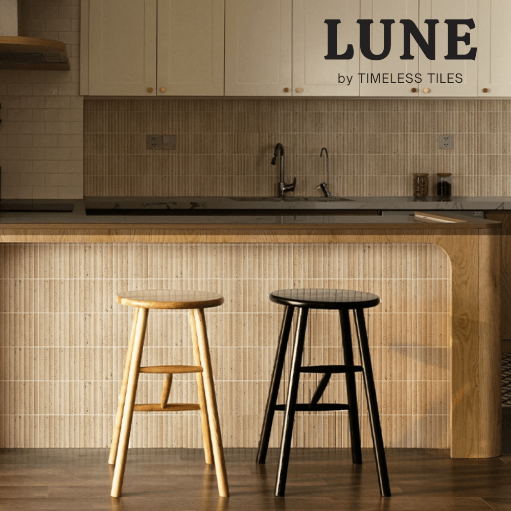 โมเสคหินธรรมชาติ TIMELESS TILES รุ่น LUNE 30.5X30 ซม. หินทราเวอร์ทีน สีเบจ โมเสกแท่งทรงโค้งครึ่งวงกลม